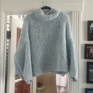 FP One Free People boxy oversized fleece baby blue size S